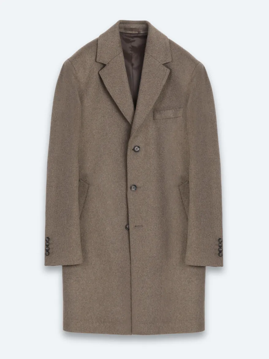 Light Brown Regular Fit Butterfly Collar Classical Weaving Overcoat - 6