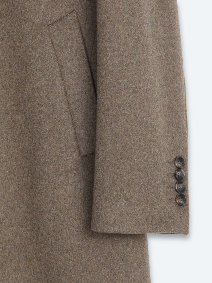 Light Brown Regular Fit Butterfly Collar Classical Weaving Overcoat - 8