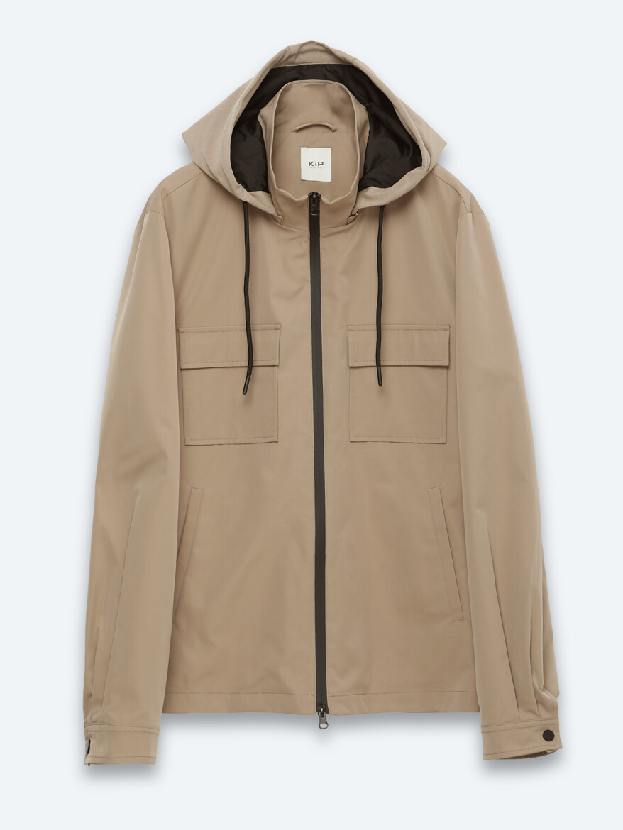 Light Brown Regular Fit Hooded Casual Weaving Coat - 6