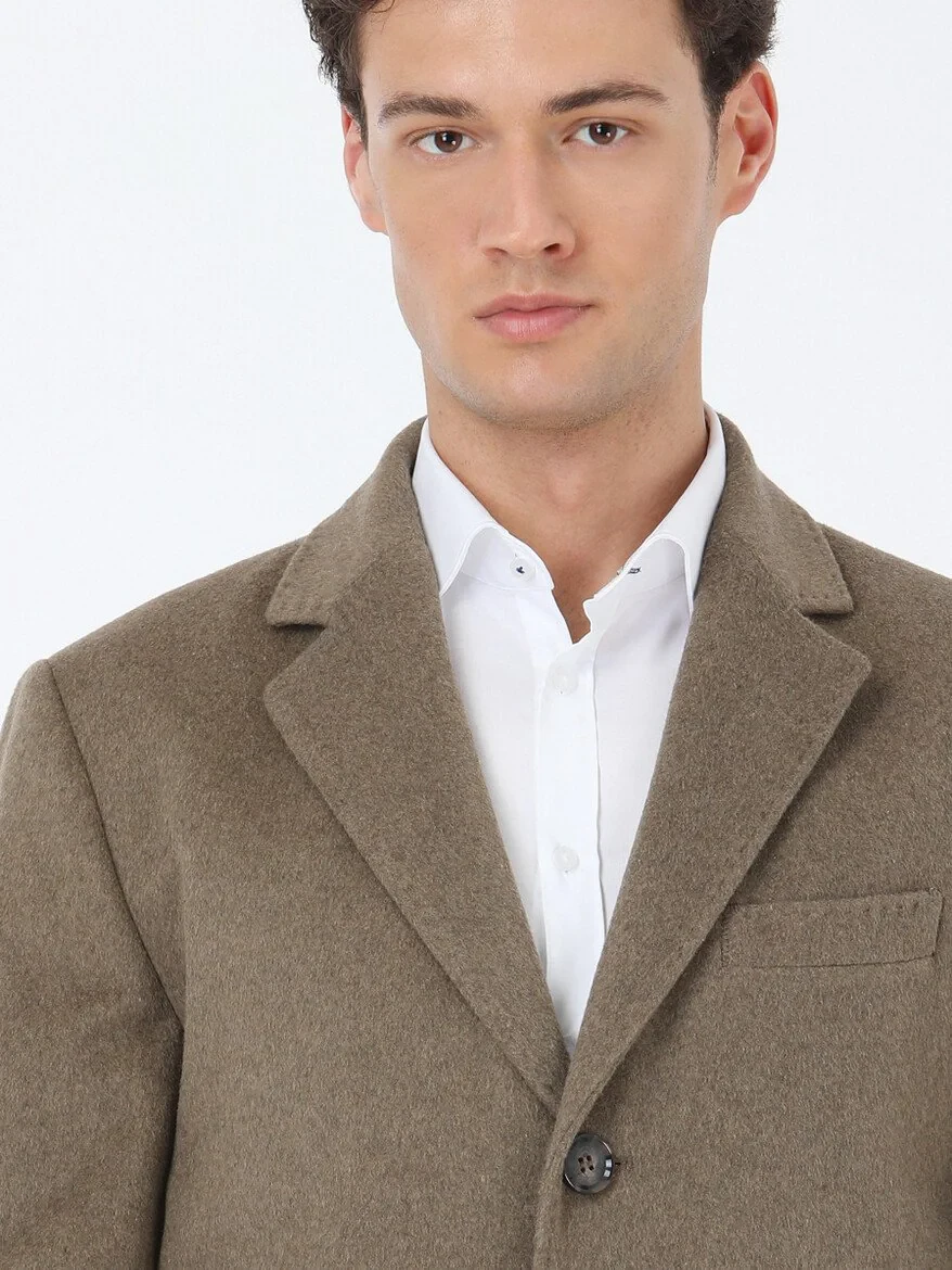 Light Brown Weaving Overcoat 