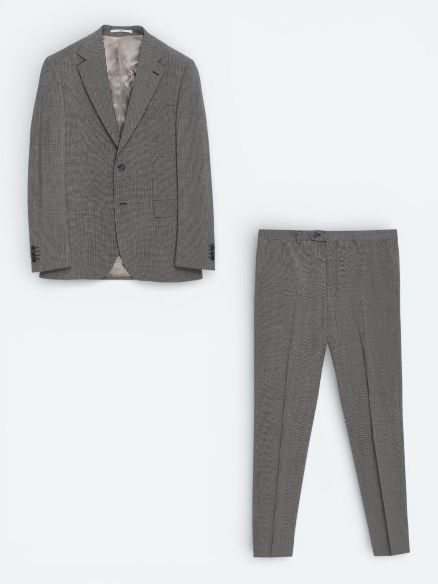Light Brown Wool Blended Suit - 1