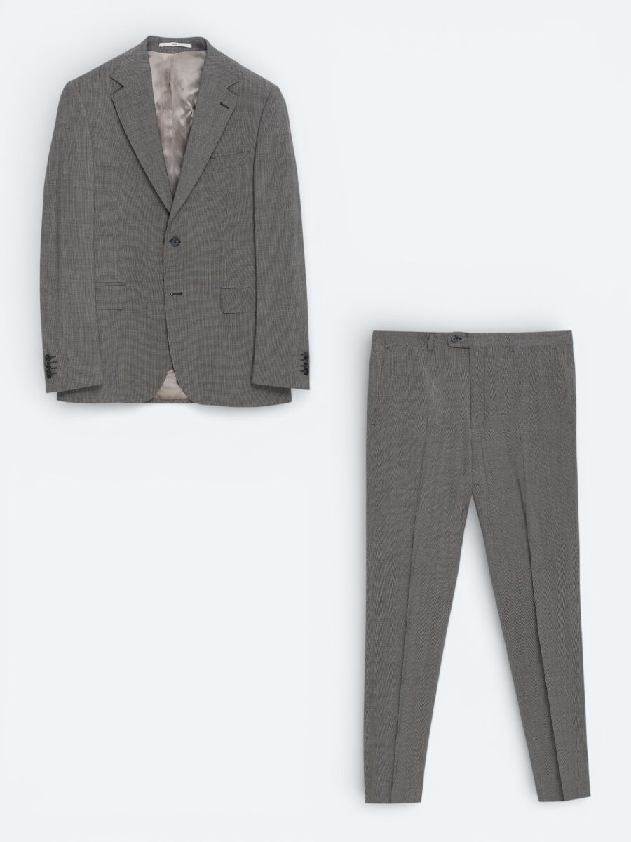 Light Brown Wool Blended Suit - 1