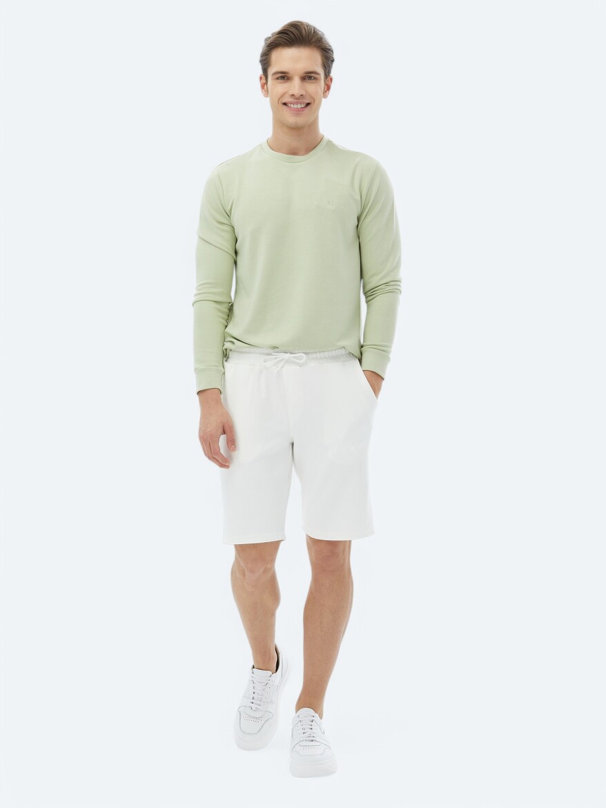 Light Green Crew Neck Printed Sweatshirt - 2