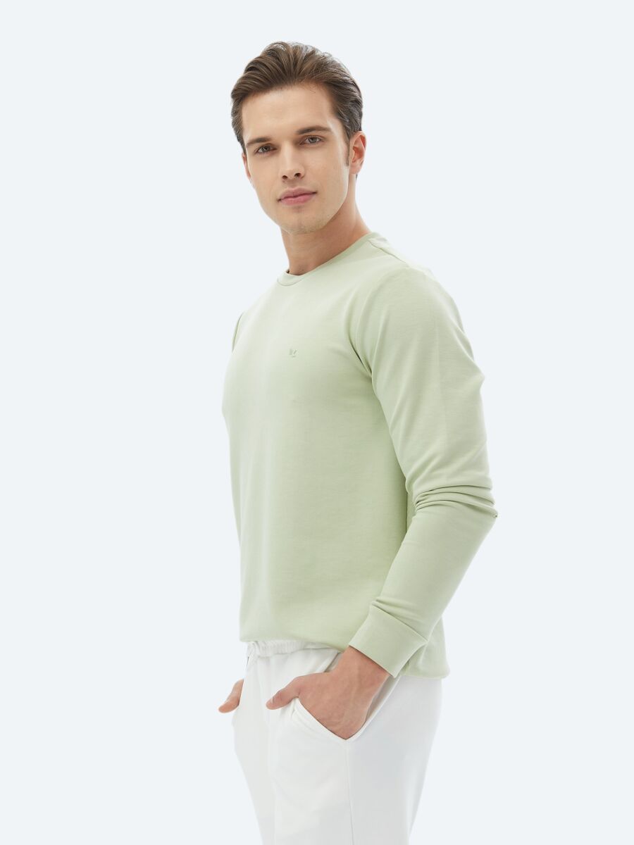 Light Green Crew Neck Printed Sweatshirt - 5