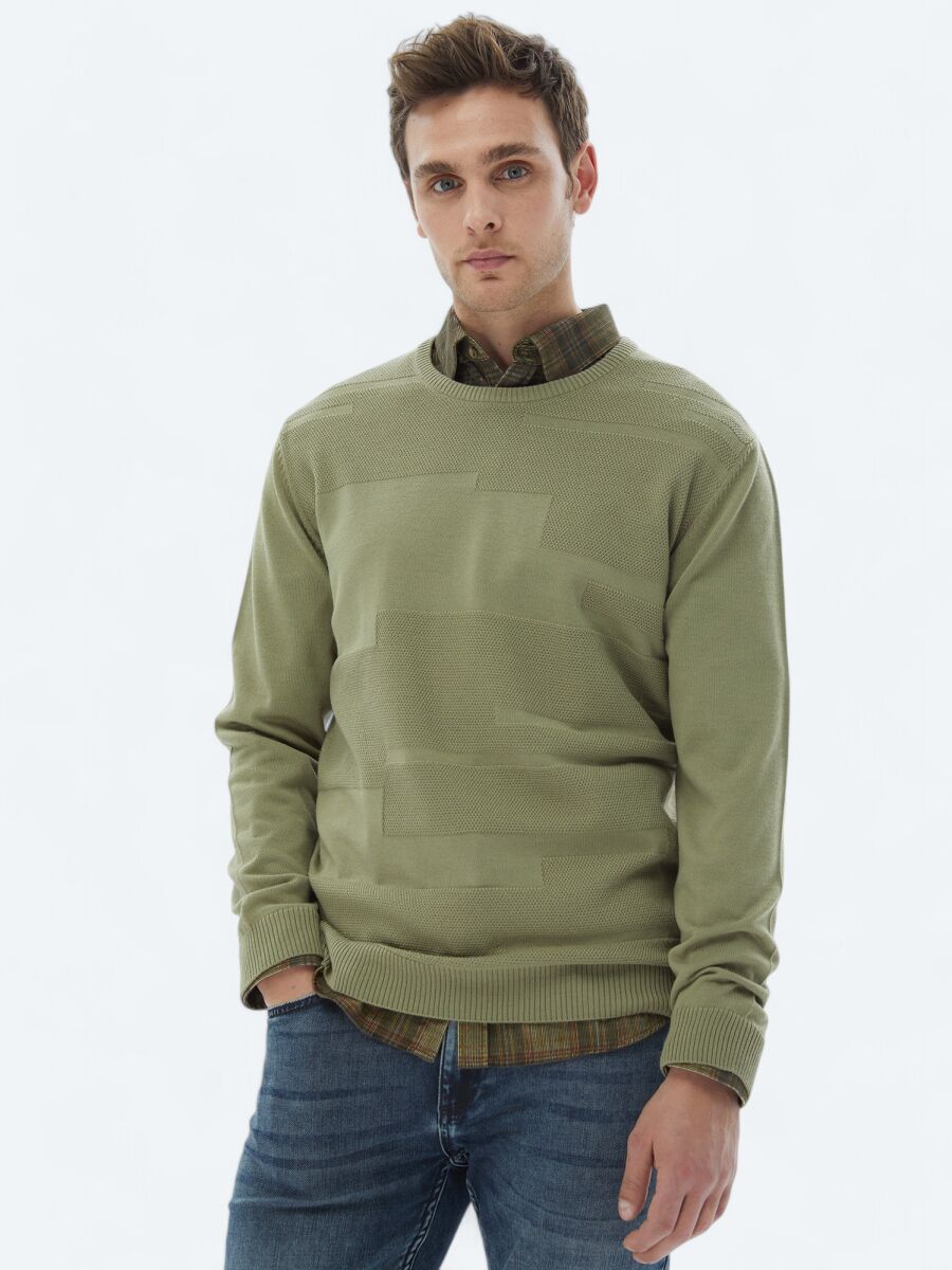 Light Green Knitwear Sweatshirt - 1