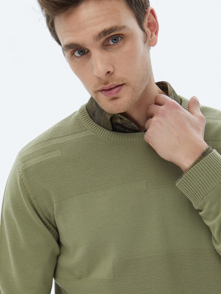 Light Green Knitwear Sweatshirt - 2