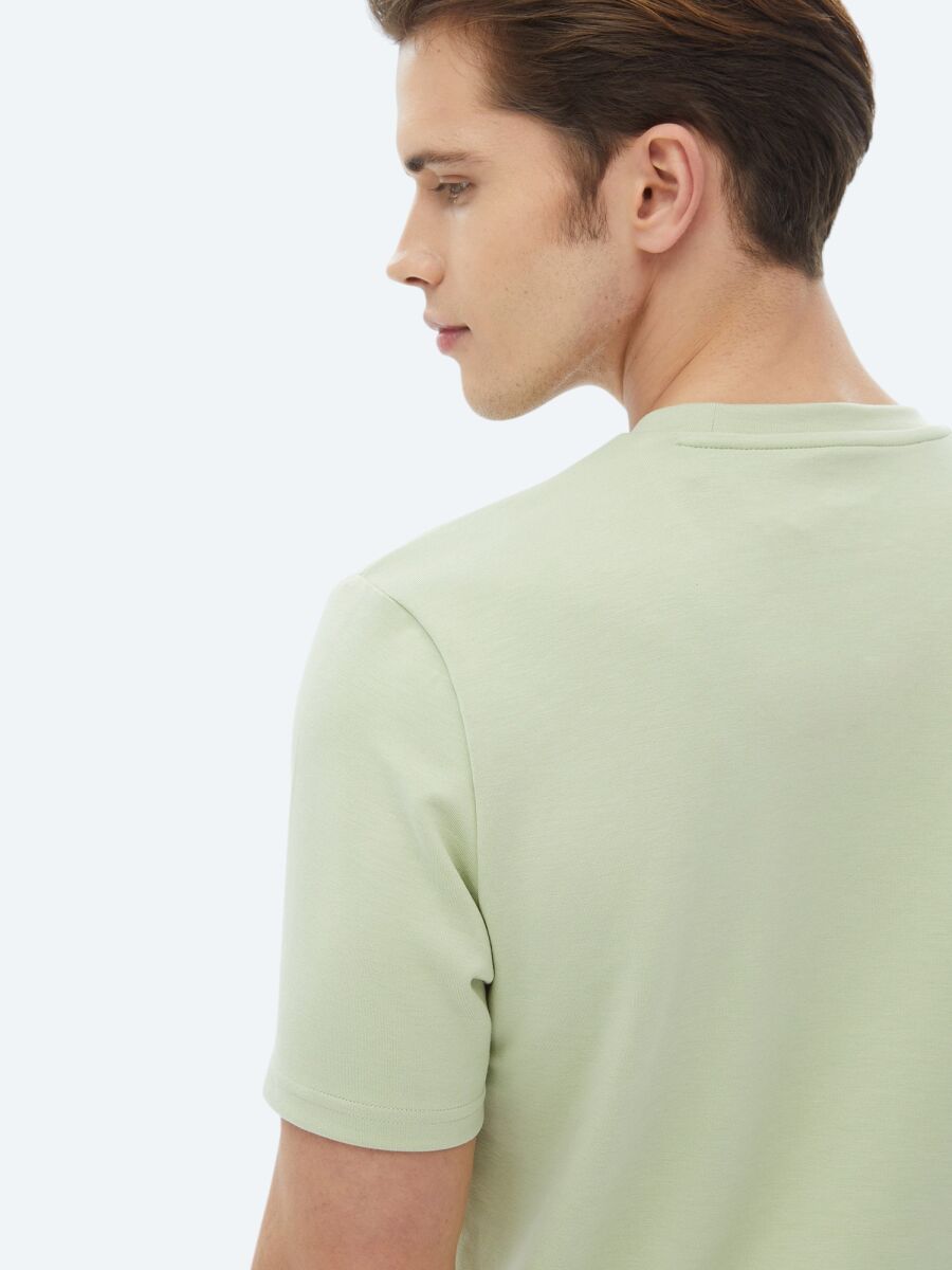 Light Green Plain Crew Neck T-Shirt - 6