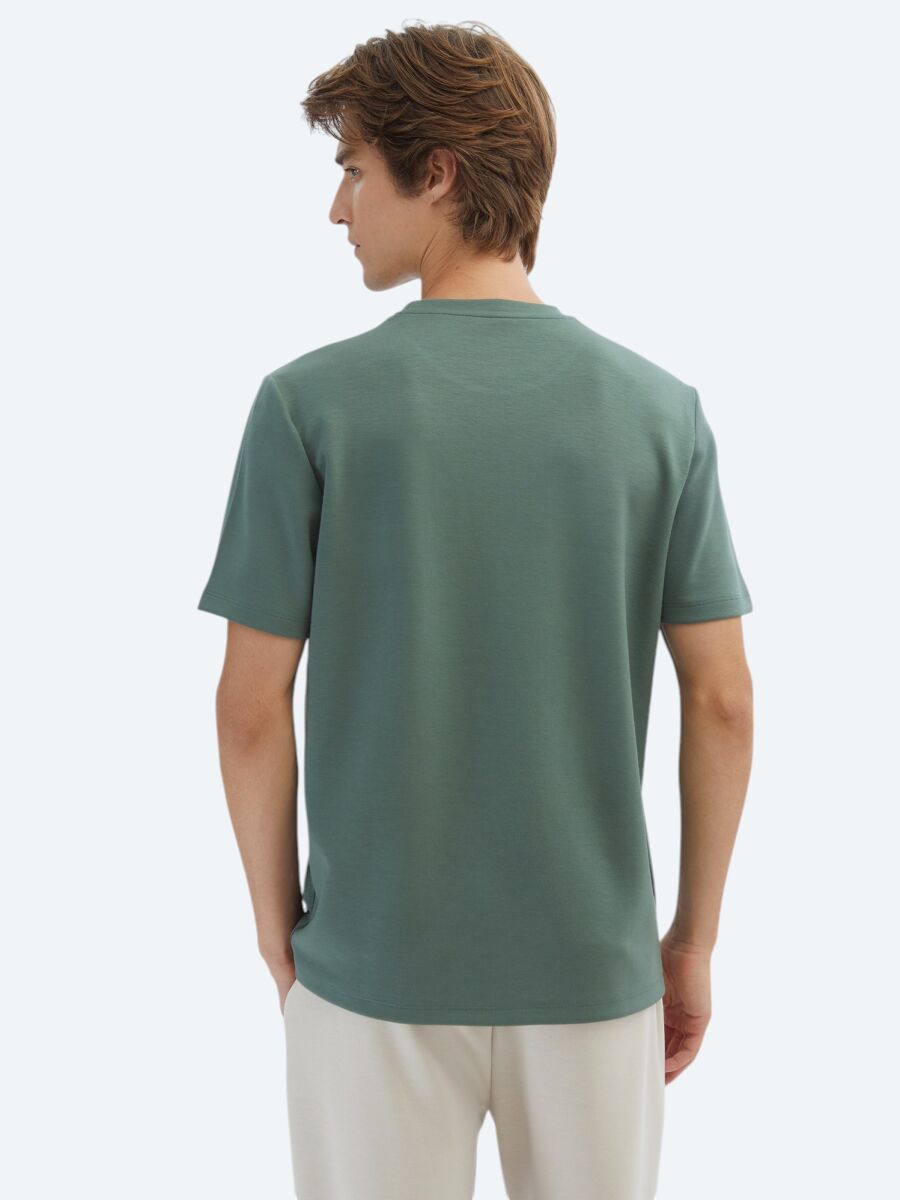 Light Green Plain Crew Neck T-Shirt - 6
