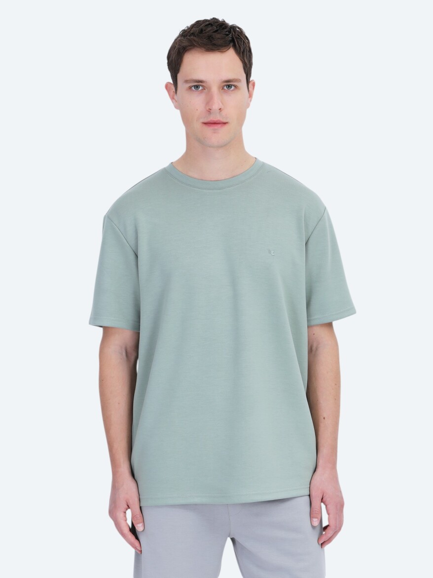 Light Green Plain Crew Neck T-Shirt 