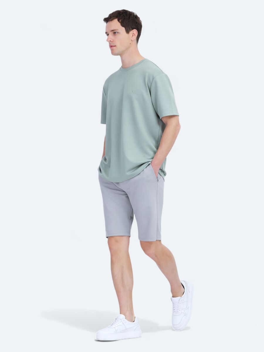 Light Green Plain Crew Neck T-Shirt - 3