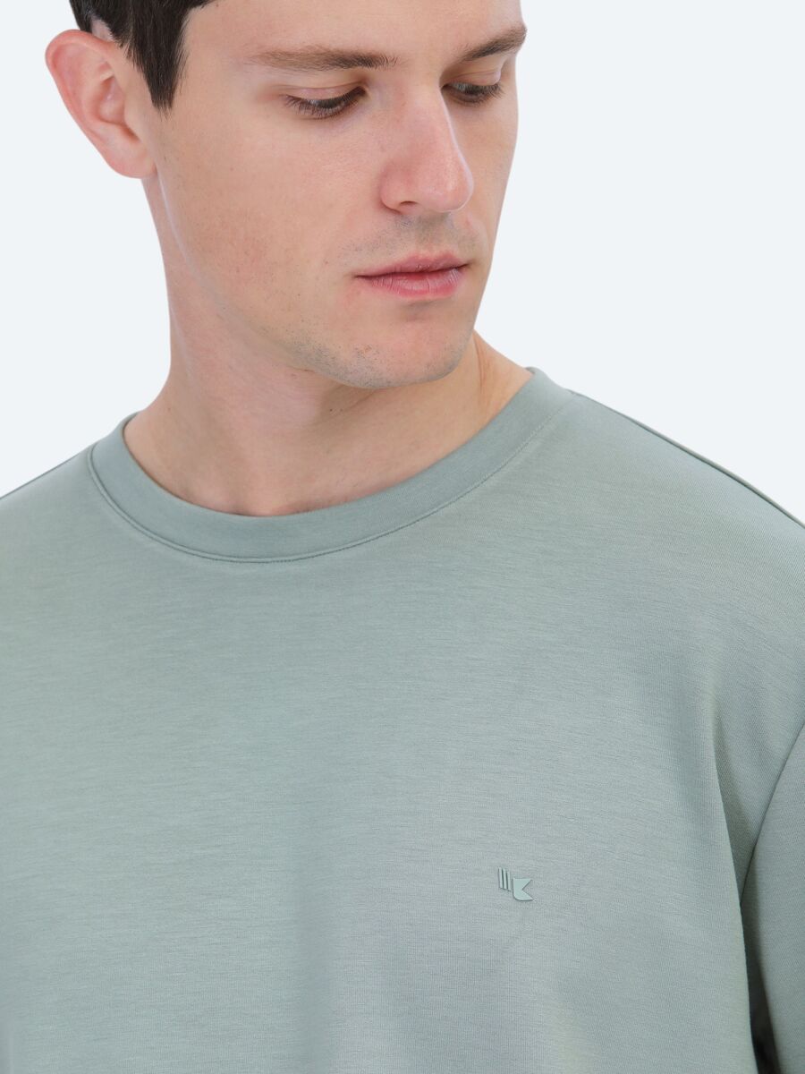 Light Green Plain Crew Neck T-Shirt - 5