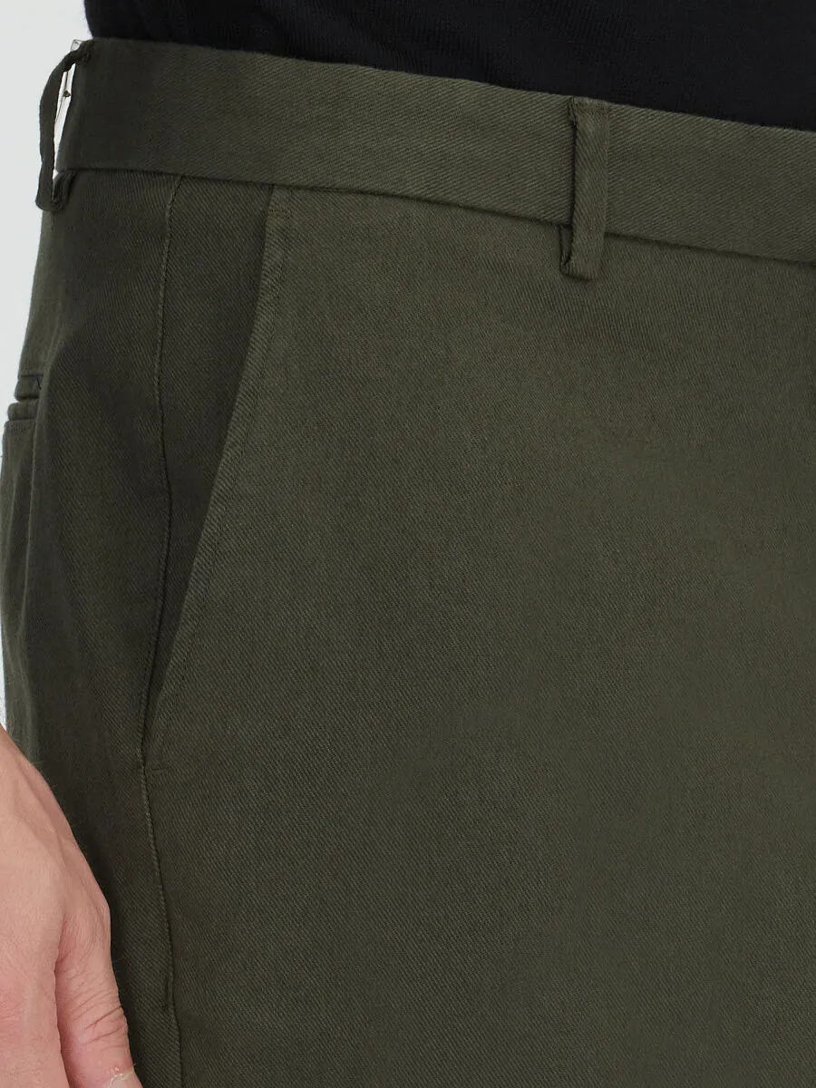 Light Green Weaving Regular Fit Casual Cotton Blended Trousers - 3