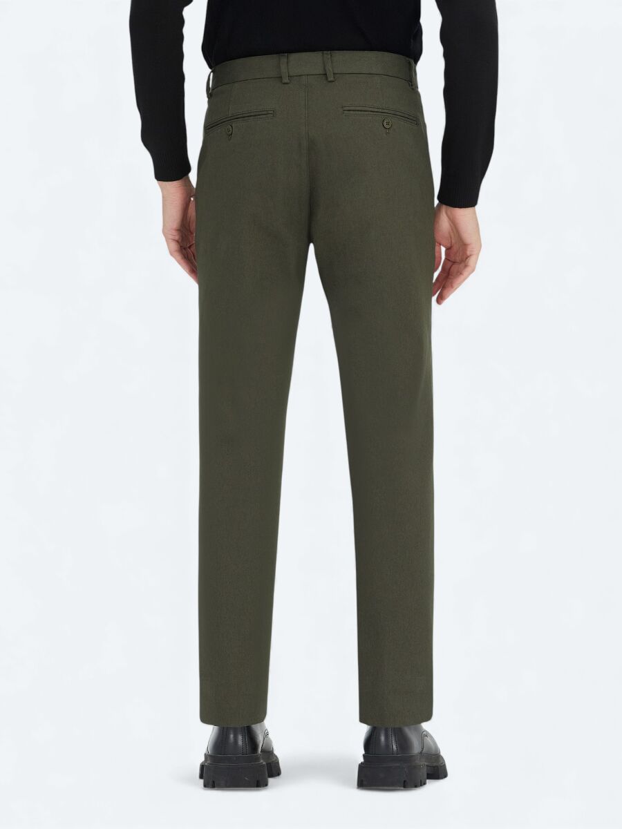 Light Green Weaving Regular Fit Casual Cotton Blended Trousers - 4