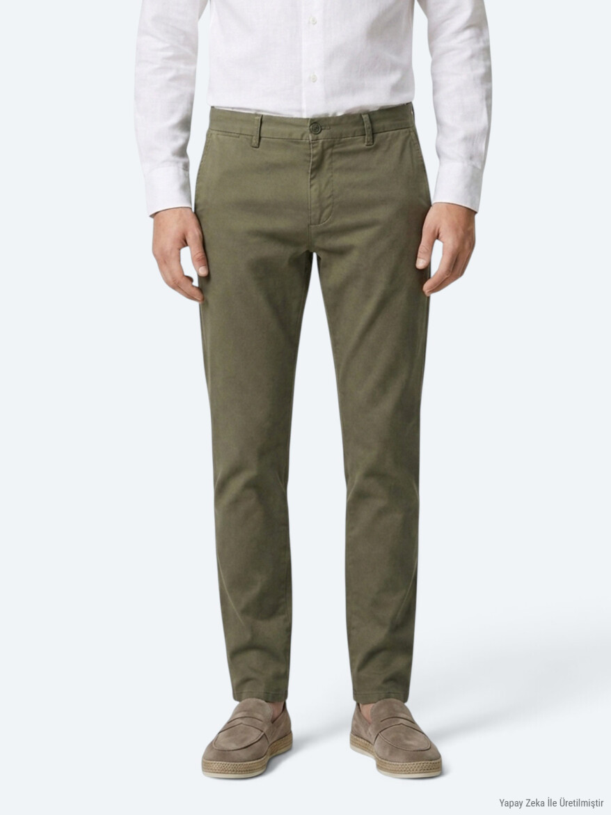 Light Green Weaving Regular Fit Casual Cotton Blended Trousers - KİP