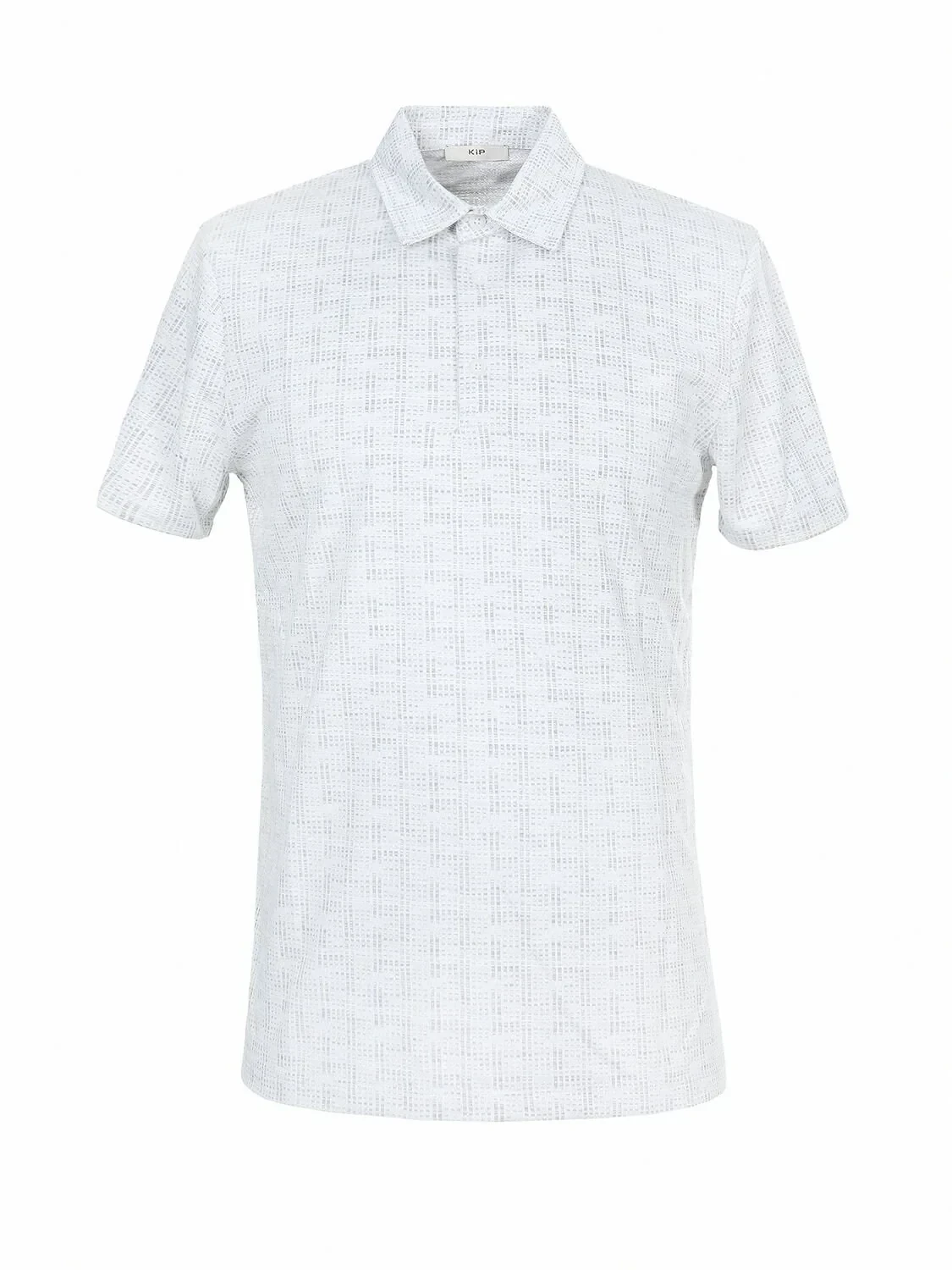 Light Grey Jacquard Polo Neck T-Shirt - 5