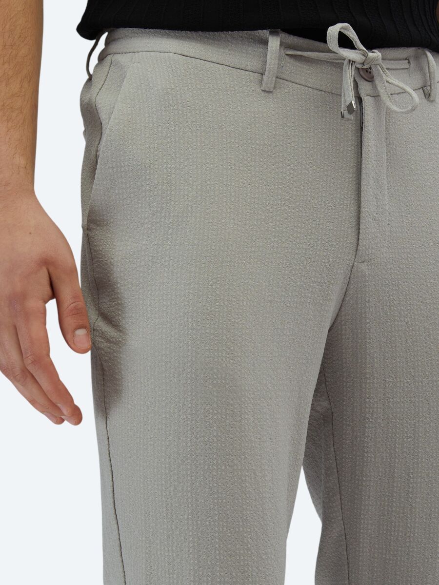 Light Grey Knitting Jogging Fit Casual Trousers - 3