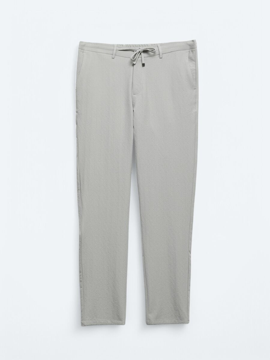 Light Grey Knitting Jogging Fit Casual Trousers - 5