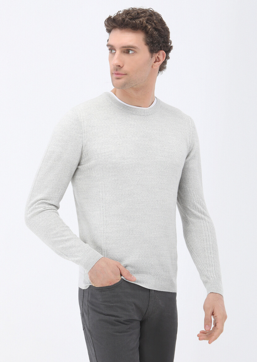 Light Grey Knitwear Sweatshirt - 1
