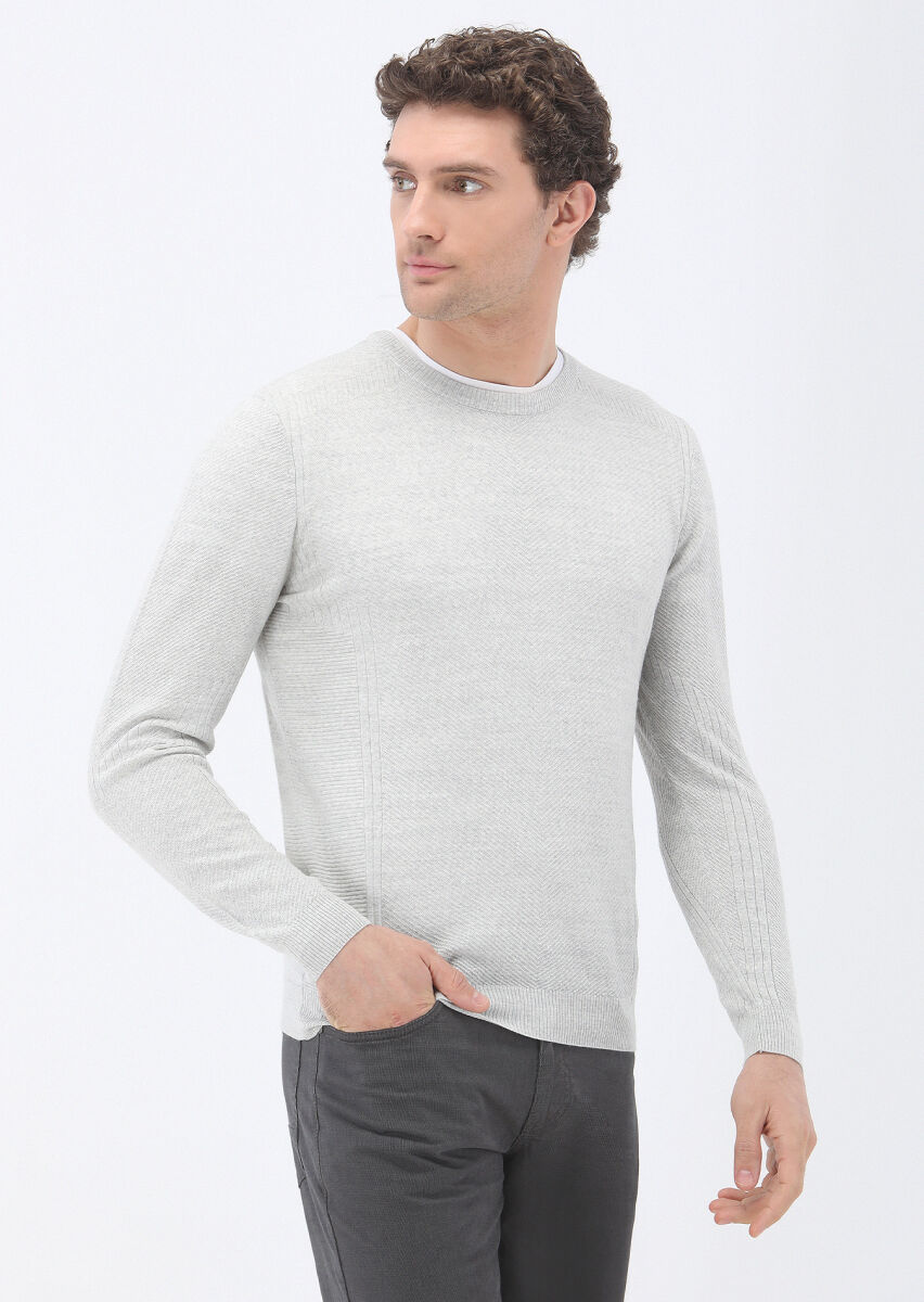 Light Grey Knitwear Sweatshirt - 1