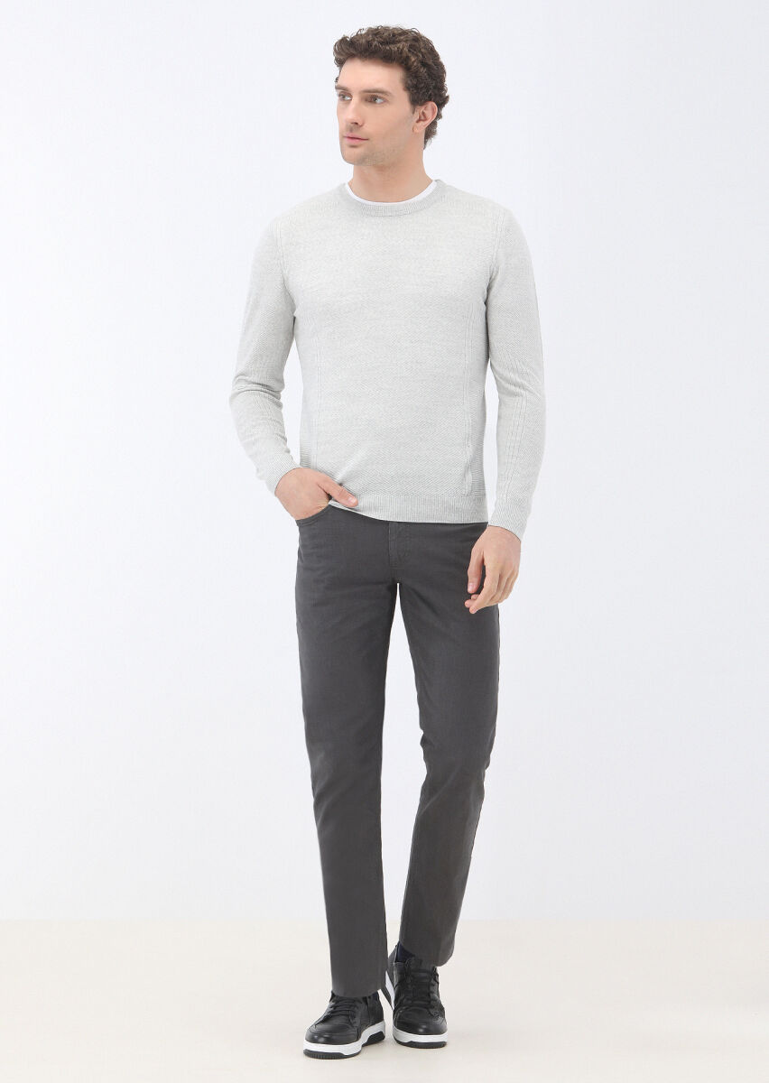 Light Grey Knitwear Sweatshirt - 2