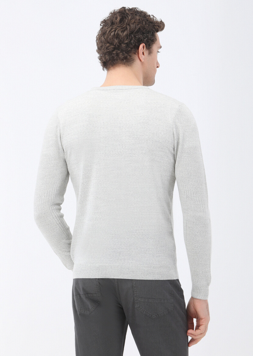 Light Grey Knitwear Sweatshirt - 3