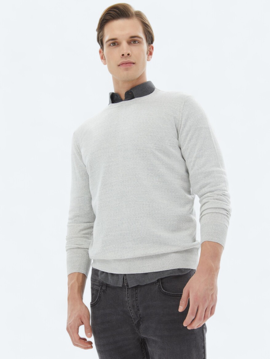 Light Grey Knitwear Sweatshirt 