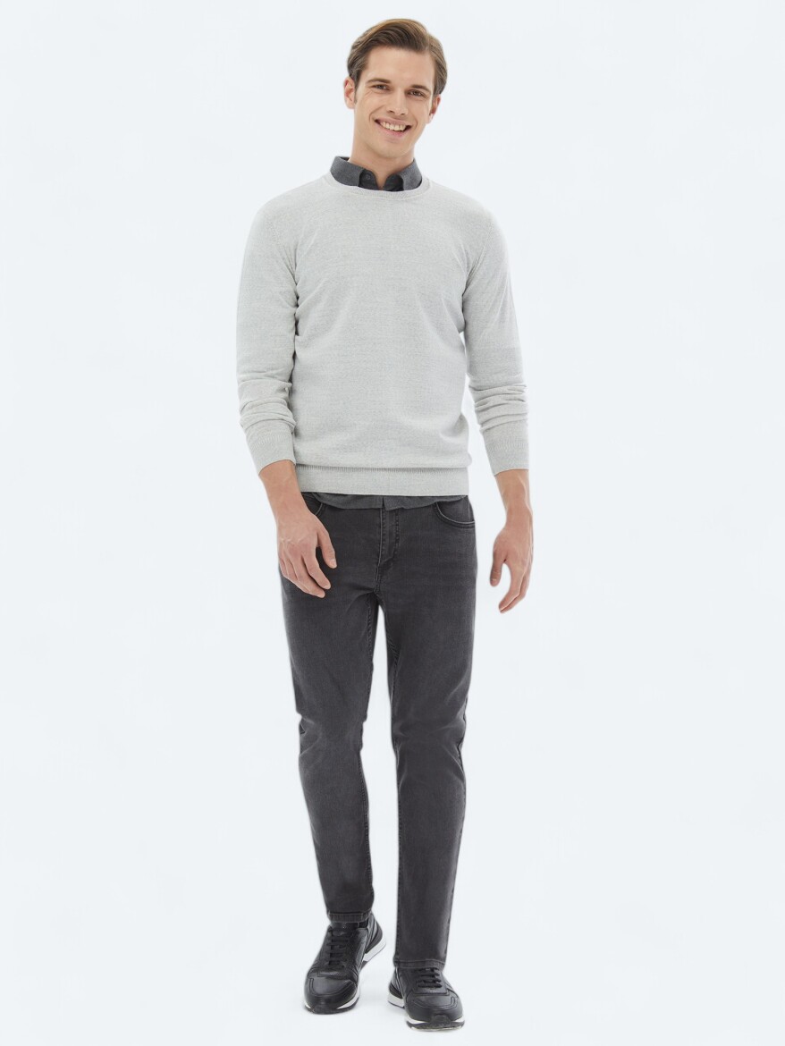 Light Grey Knitwear Sweatshirt - 2