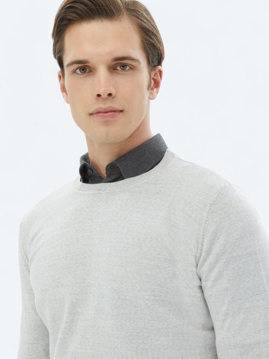 Light Grey Knitwear Sweatshirt - 4