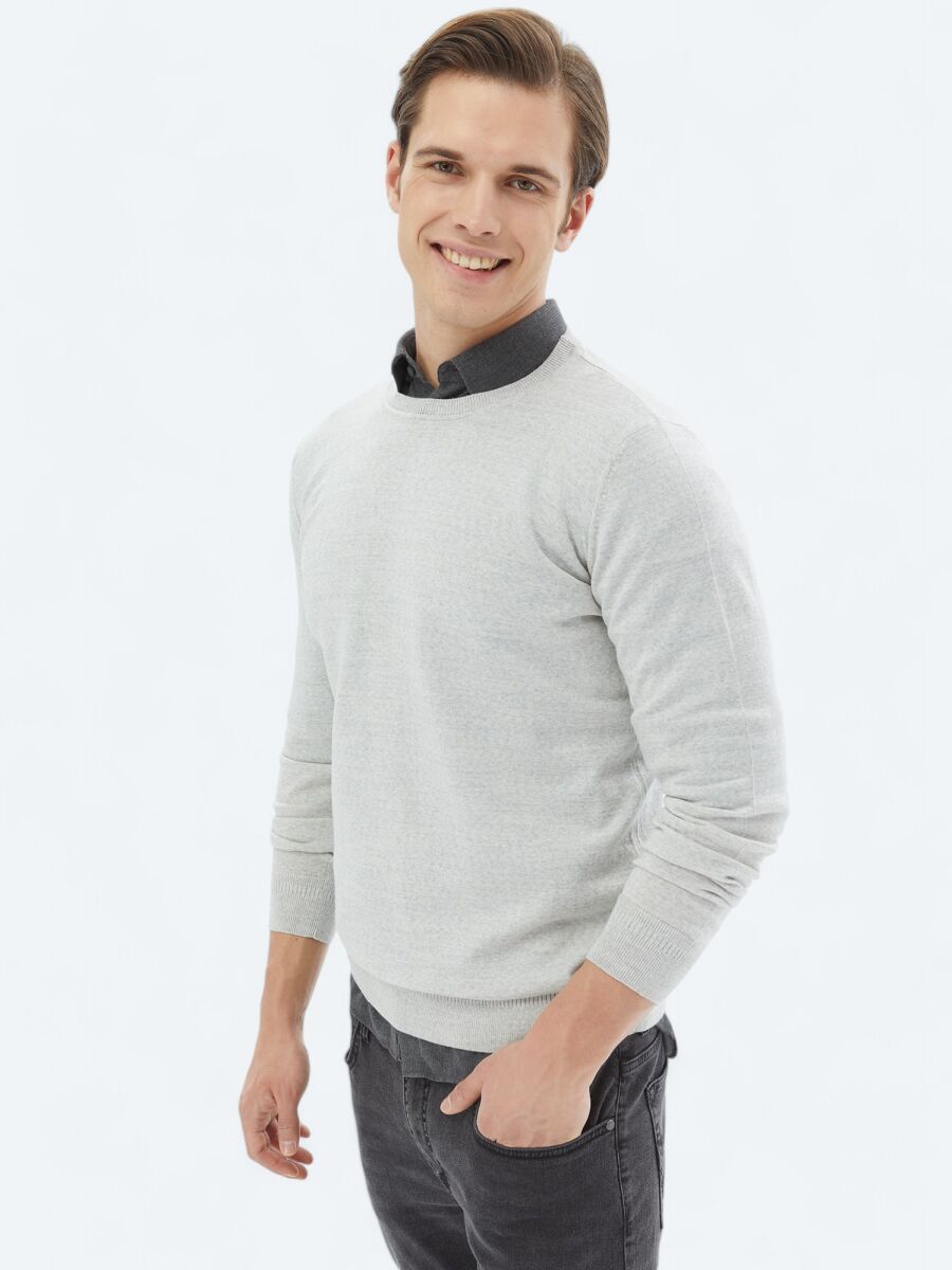 Light Grey Knitwear Sweatshirt - 5