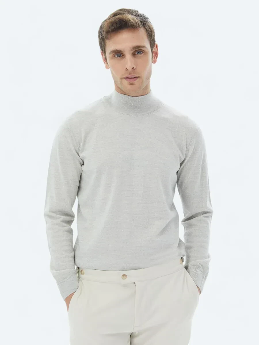 Light Grey Knitwear Sweatshirt - 1