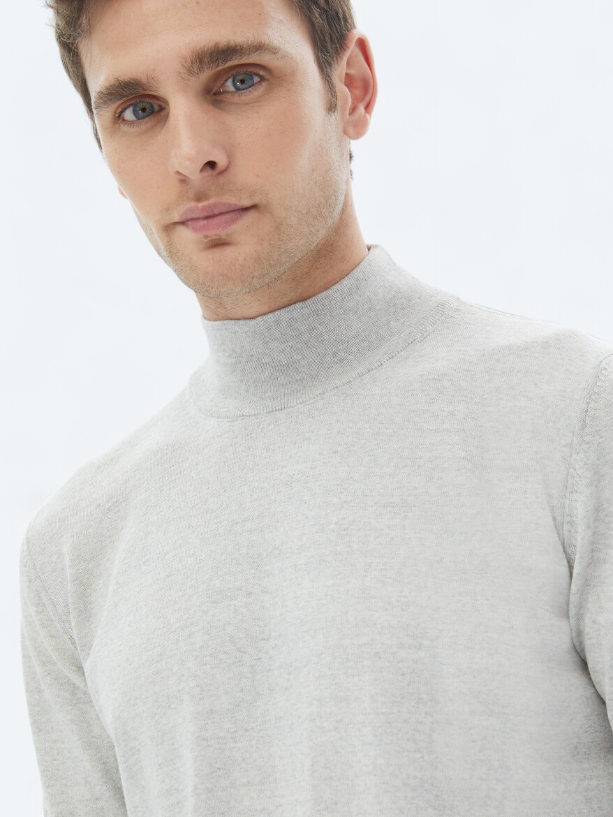 Light Grey Knitwear Sweatshirt - 3