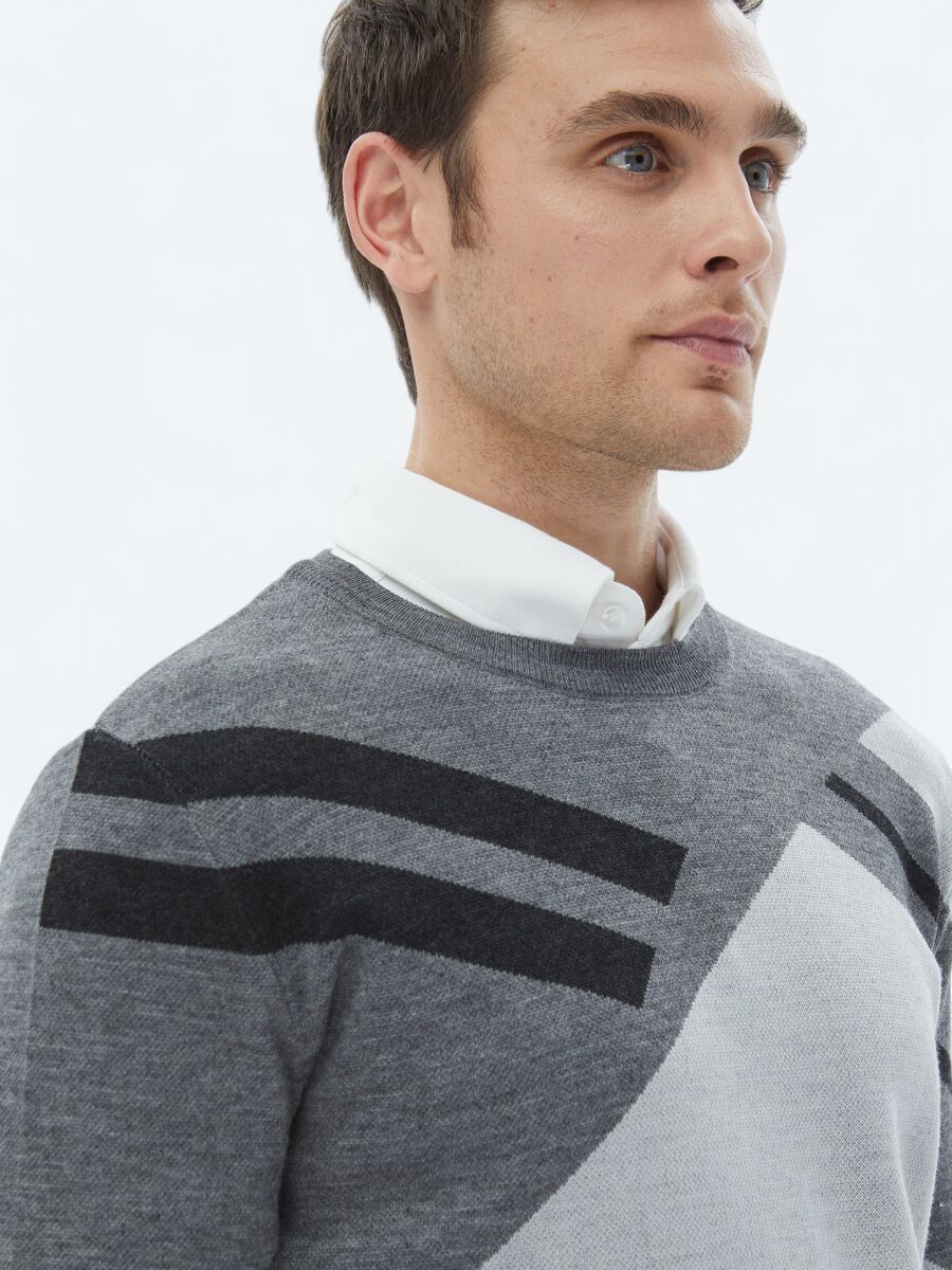 Light Grey Knitwear Sweatshirt - 3