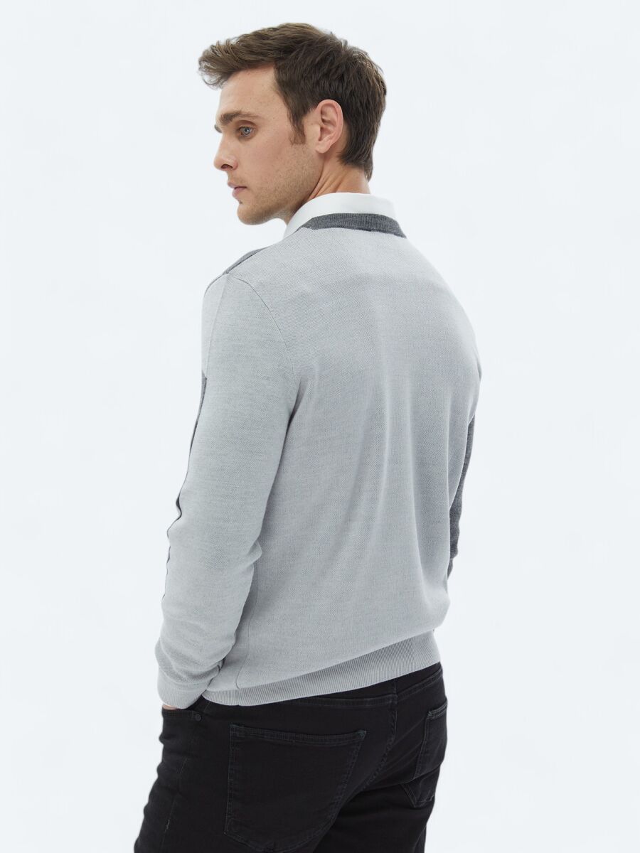 Light Grey Knitwear Sweatshirt - 4