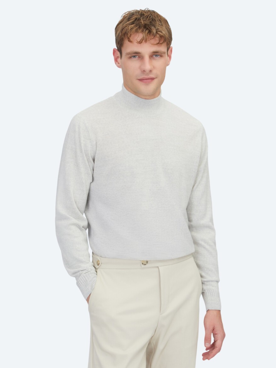 Light Grey Knitwear Sweatshirt - 1