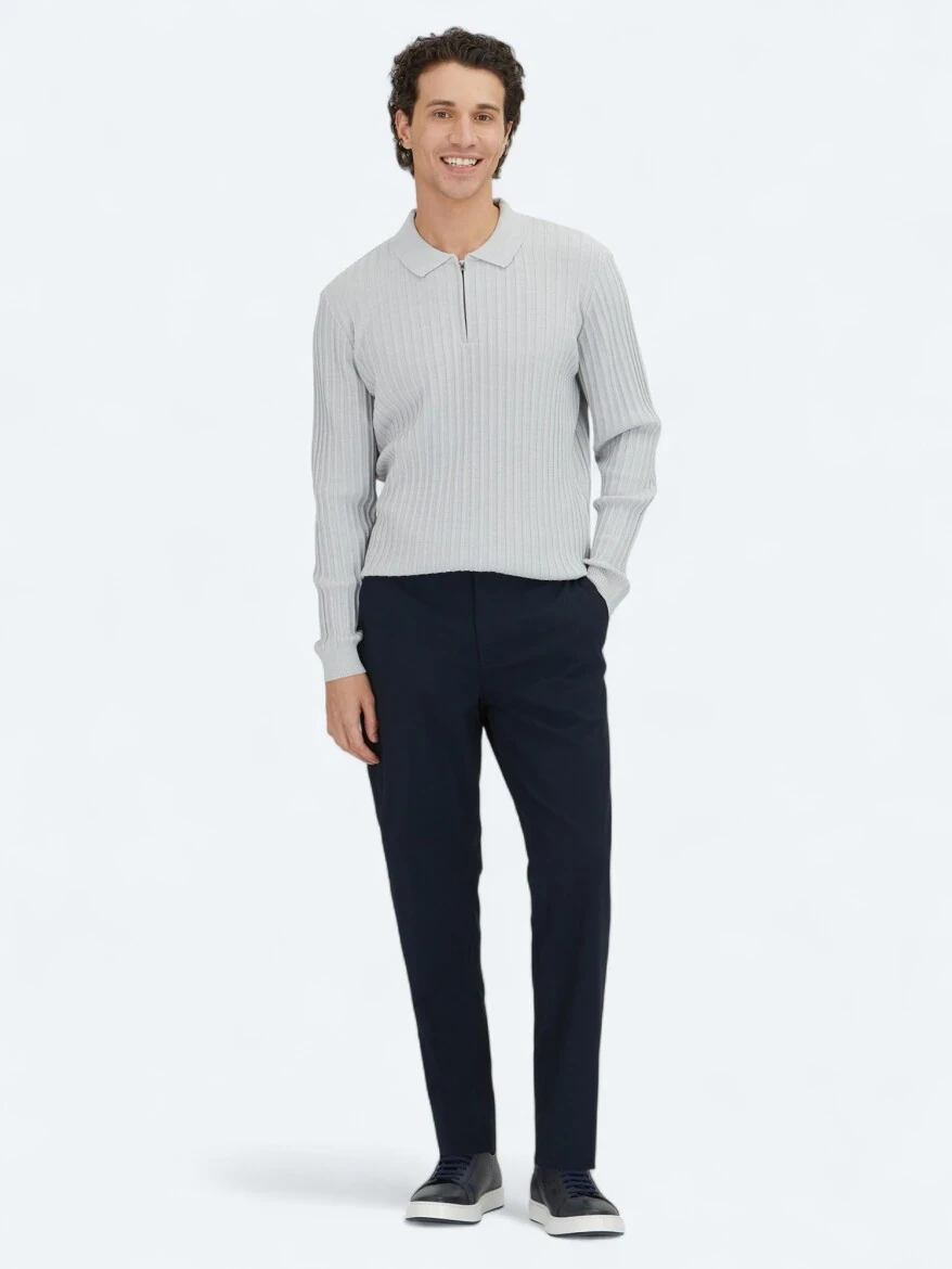 Light Grey Knitwear Sweatshirt - KİP