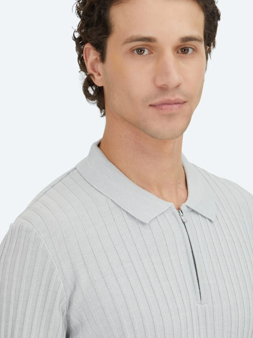 Light Grey Knitwear Sweatshirt - 3