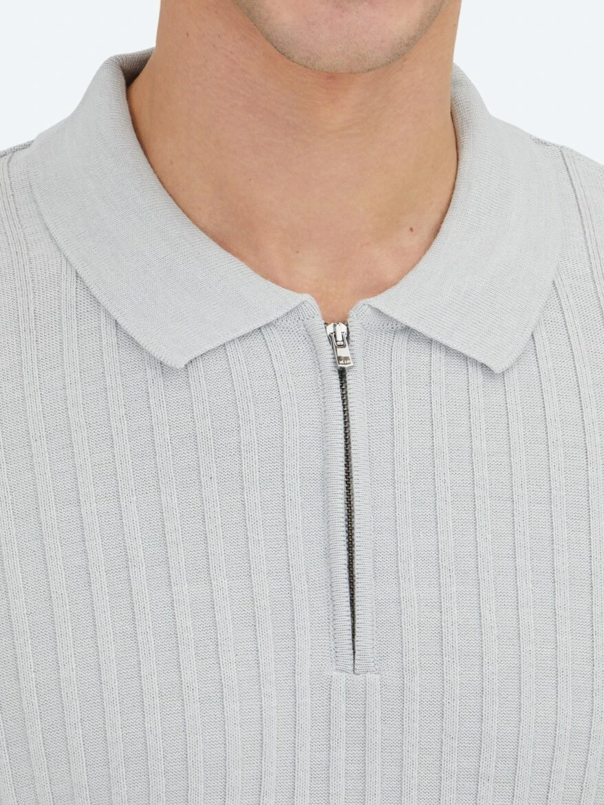 Light Grey Knitwear Sweatshirt - 4