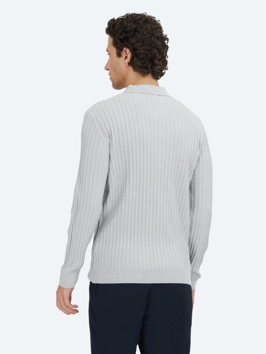 Light Grey Knitwear Sweatshirt - 5