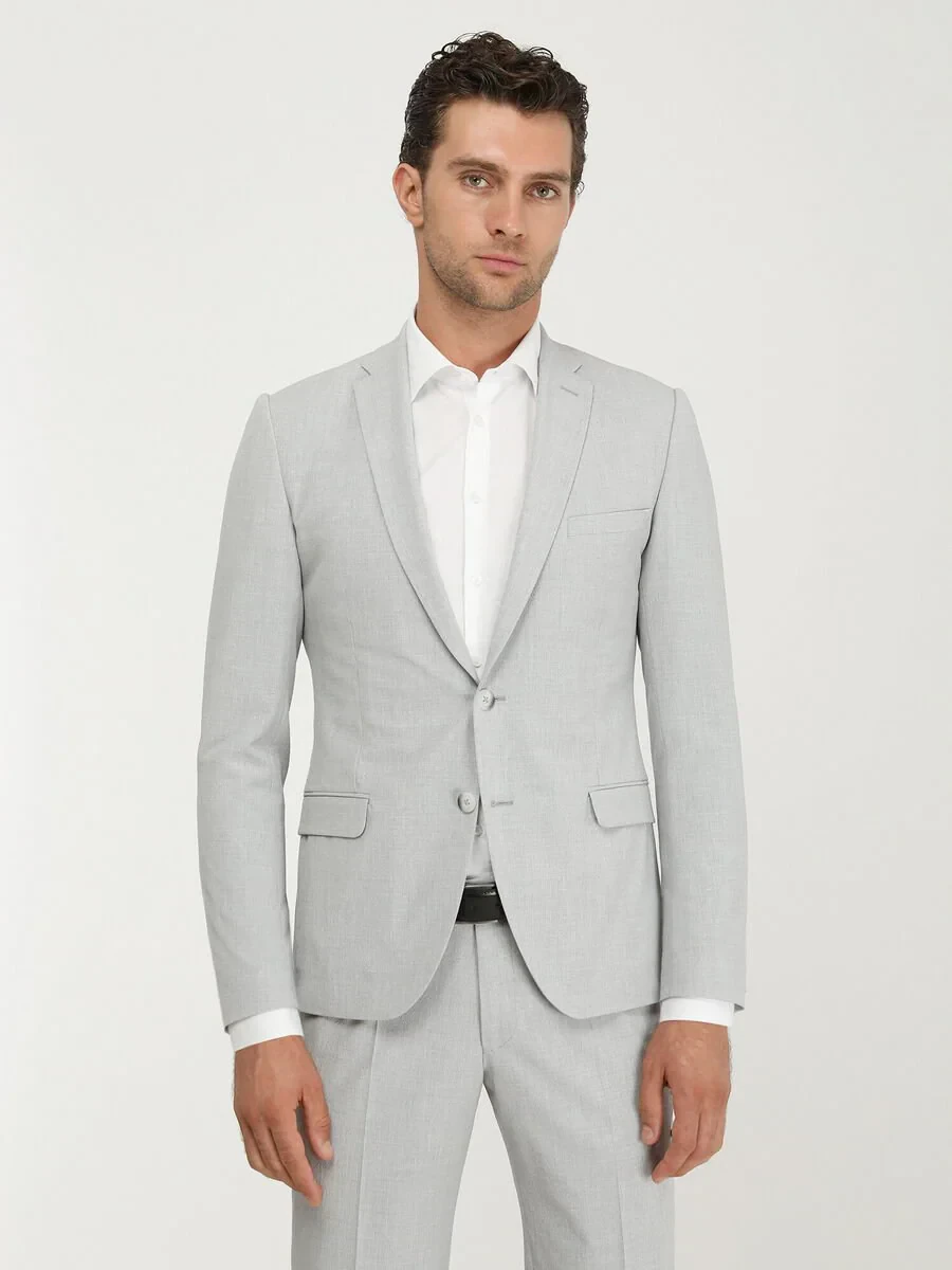 Light Grey Micro Slim Fit Suit - 2