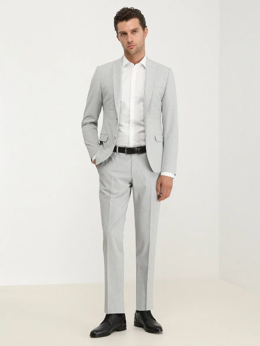 Light Grey Micro Slim Fit Suit - 3