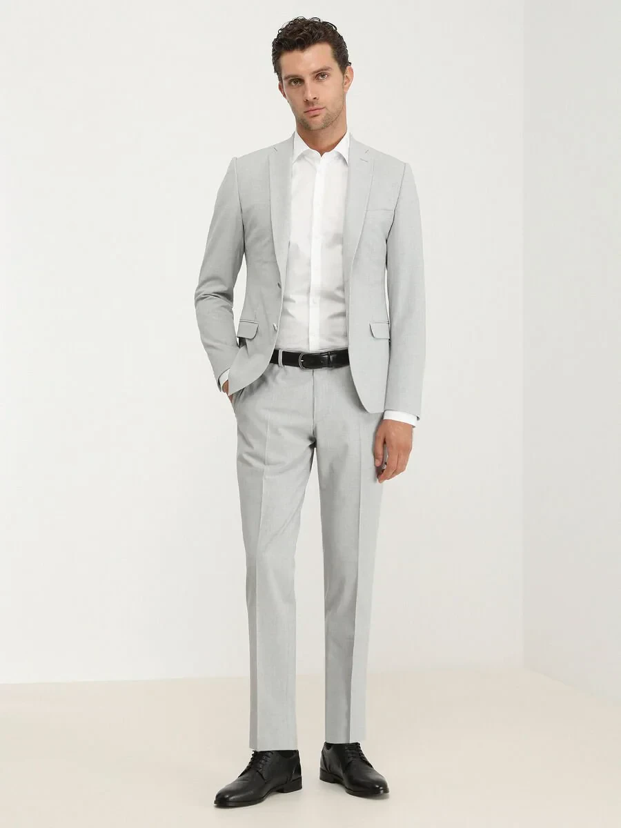 Light Grey Micro Slim Fit Suit - 3