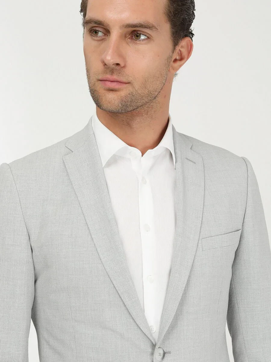 Light Grey Micro Slim Fit Suit - 4