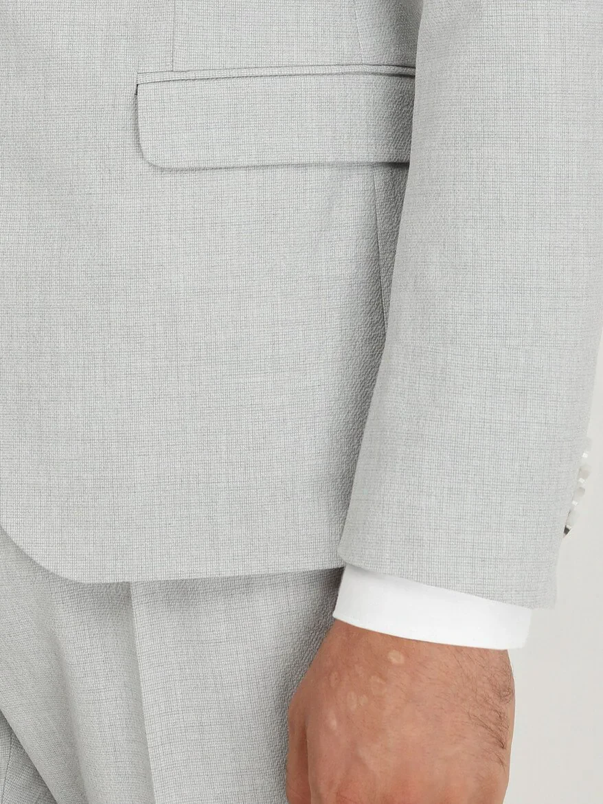 Light Grey Micro Slim Fit Suit - 5