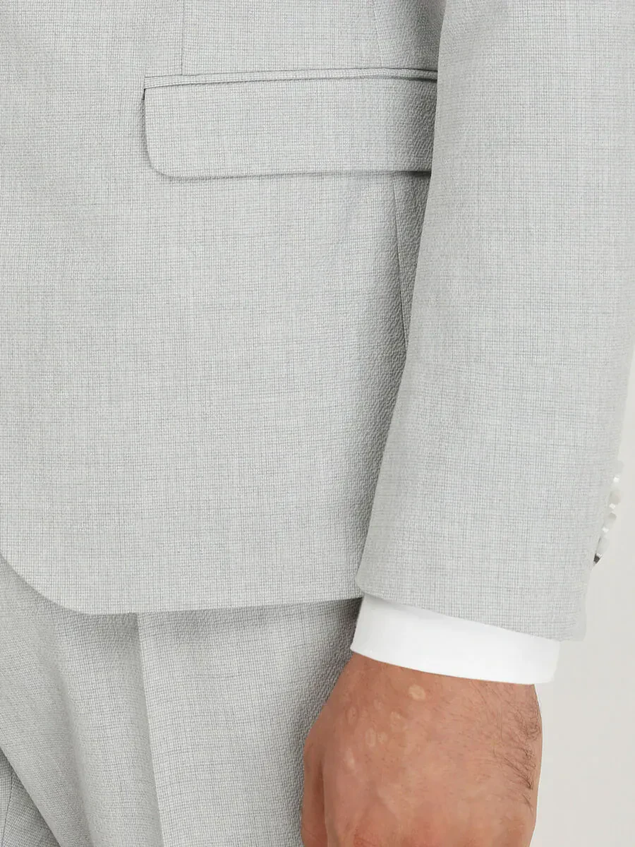 Light Grey Micro Slim Fit Suit - 5