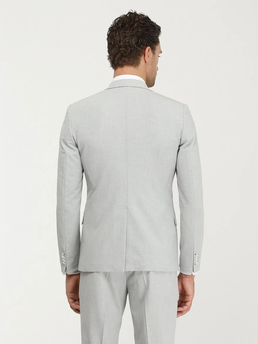 Light Grey Micro Slim Fit Suit - 7