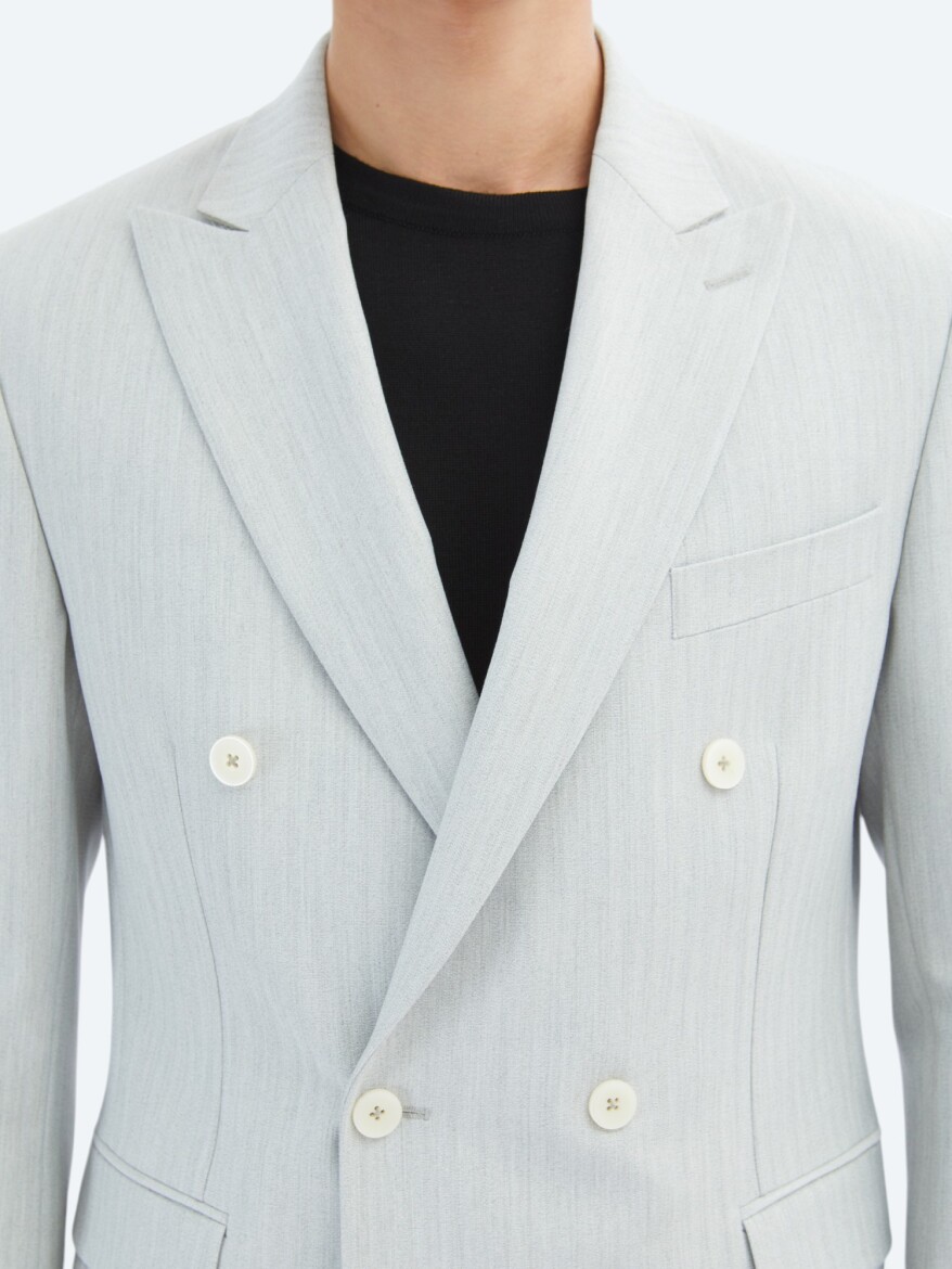 Light Grey Plain Modern Fit Suit - 5