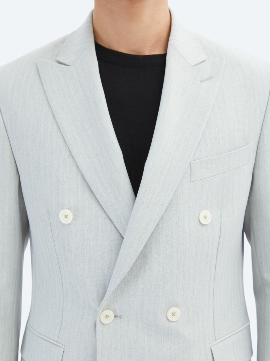 Light Grey Plain Modern Fit Suit - 5