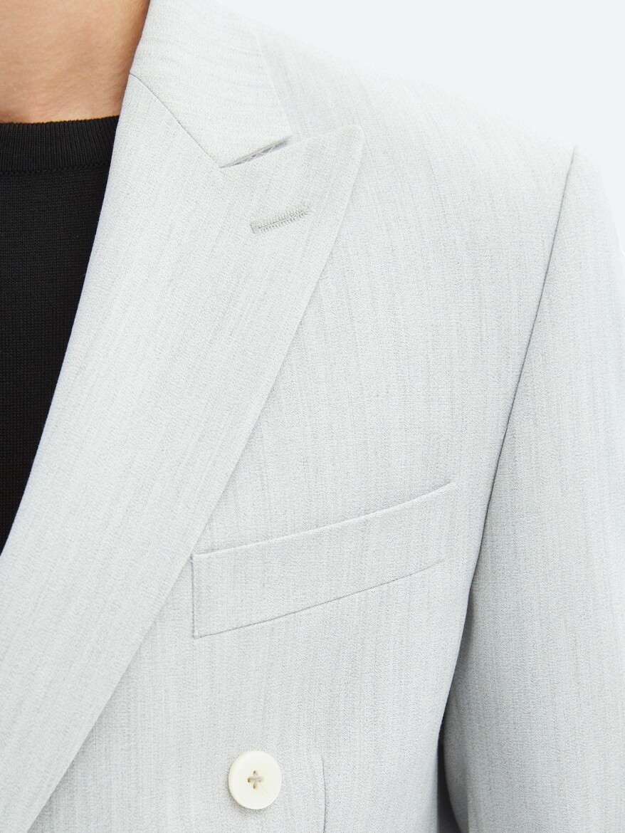 Light Grey Plain Modern Fit Suit - 6