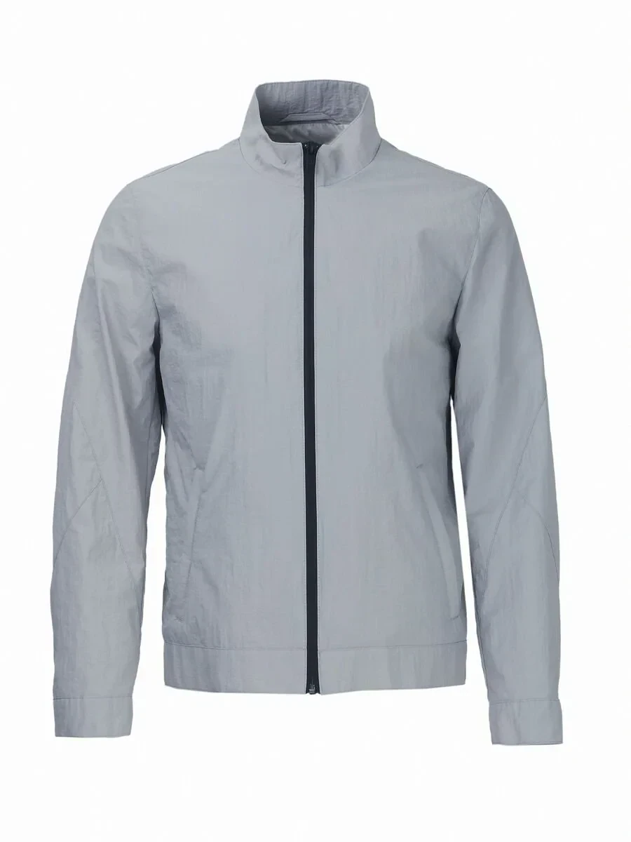 Light Grey Regular Fit Turtleneck Casual Weaving Coat - 6