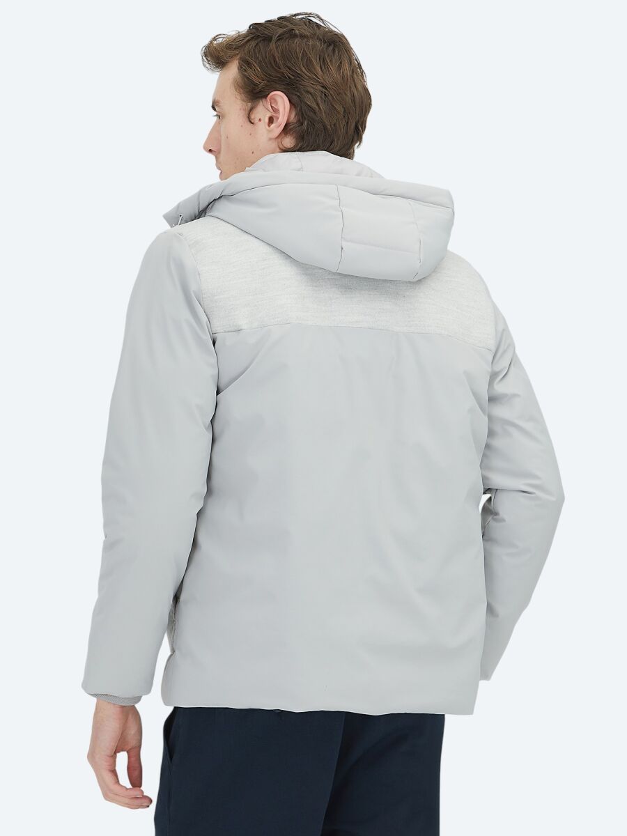 Light Grey Regular Fit Turtleneck Casual Weaving Coat - 6